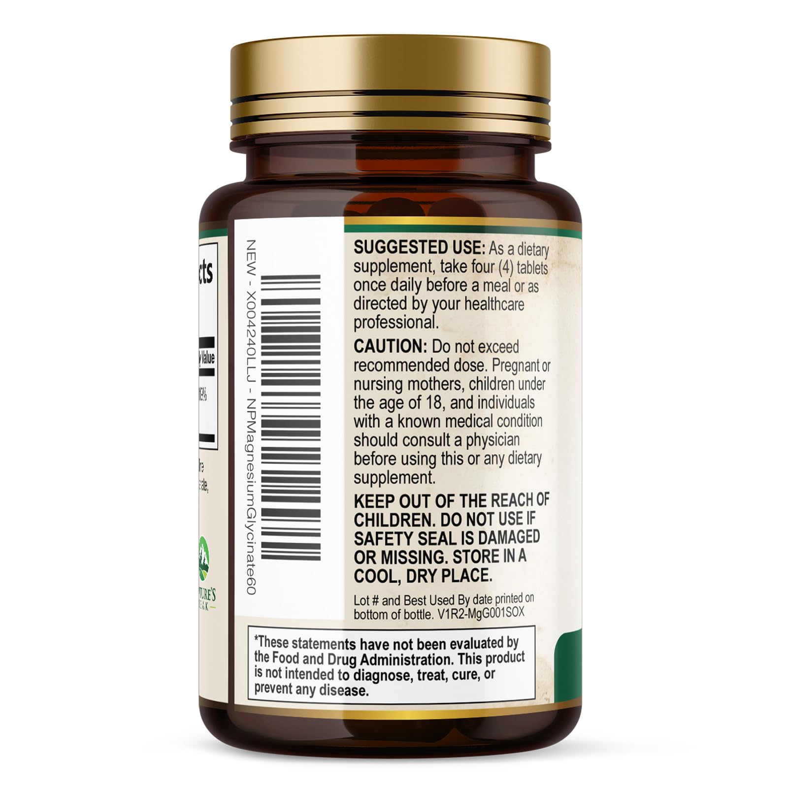 Magnesium Glycinate 500mg Per Serving - High Absorption Chelated Magnesium Supplement for Muscle, Bone and Heart Health Support - Easy Digestion & Gentle on Your Stomach - USA Bottled - 60 Tablets Nature's Peak Au supplements