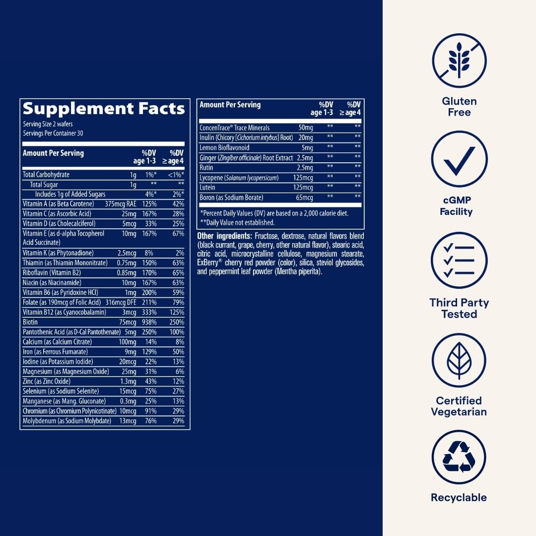 Trace Minerals Complete Children's Chewable - Gluten-Free Multivitamin for Kids - Chewable Multivitamin Supplement to Support Health & Development - 60 Chewable Wafers (30 Servings) Trace Minerals Au supplements