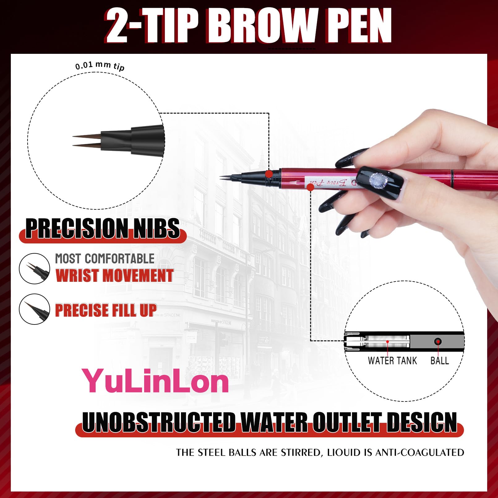 YuLinLon Double-Headed Brow Pen, Ultra-Precise Hair-Like Strokes, Long-Lasting Waterproof Makeup, Available in 5 Natural Shades (3#Dark Brown) Yulinlon Au supplements