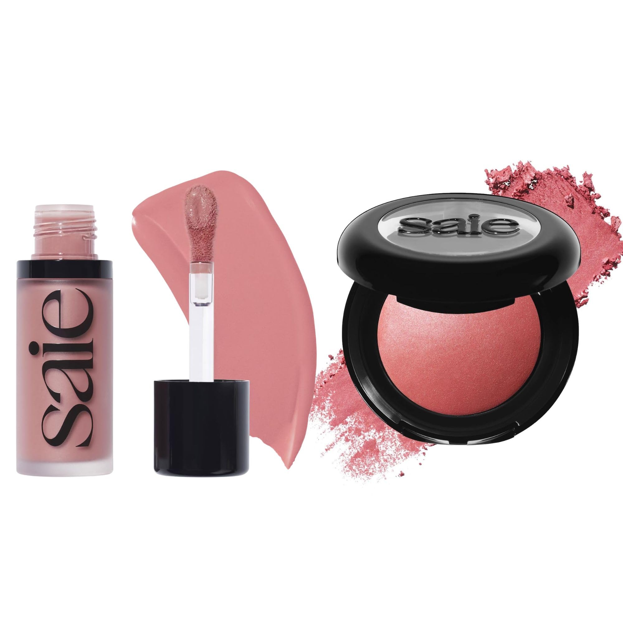 Saie Cheek Flush Duo - Dew Liquid Blush (.40 oz, Lady), SuperSuede Baked Powder Blush (.01 oz, Mia) - Layerable, Skin-Nourishing Blushes for a Seamless Radiant Finish Saie Au supplements