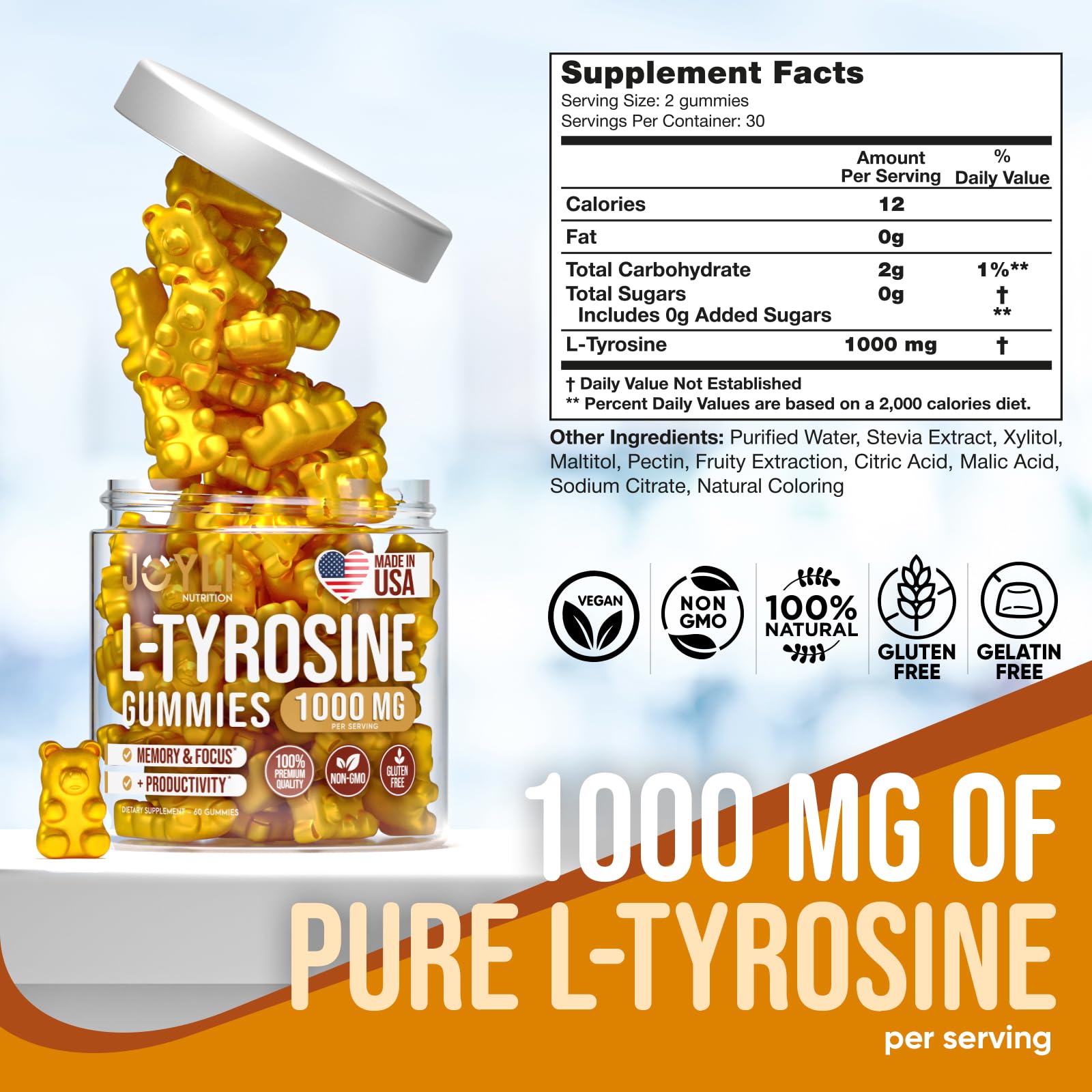 Joyli L Tyrosine Gummies 1000MG - L-Tyrosine Supplement for Kids & Adults JOYLI Nutrition Au supplements