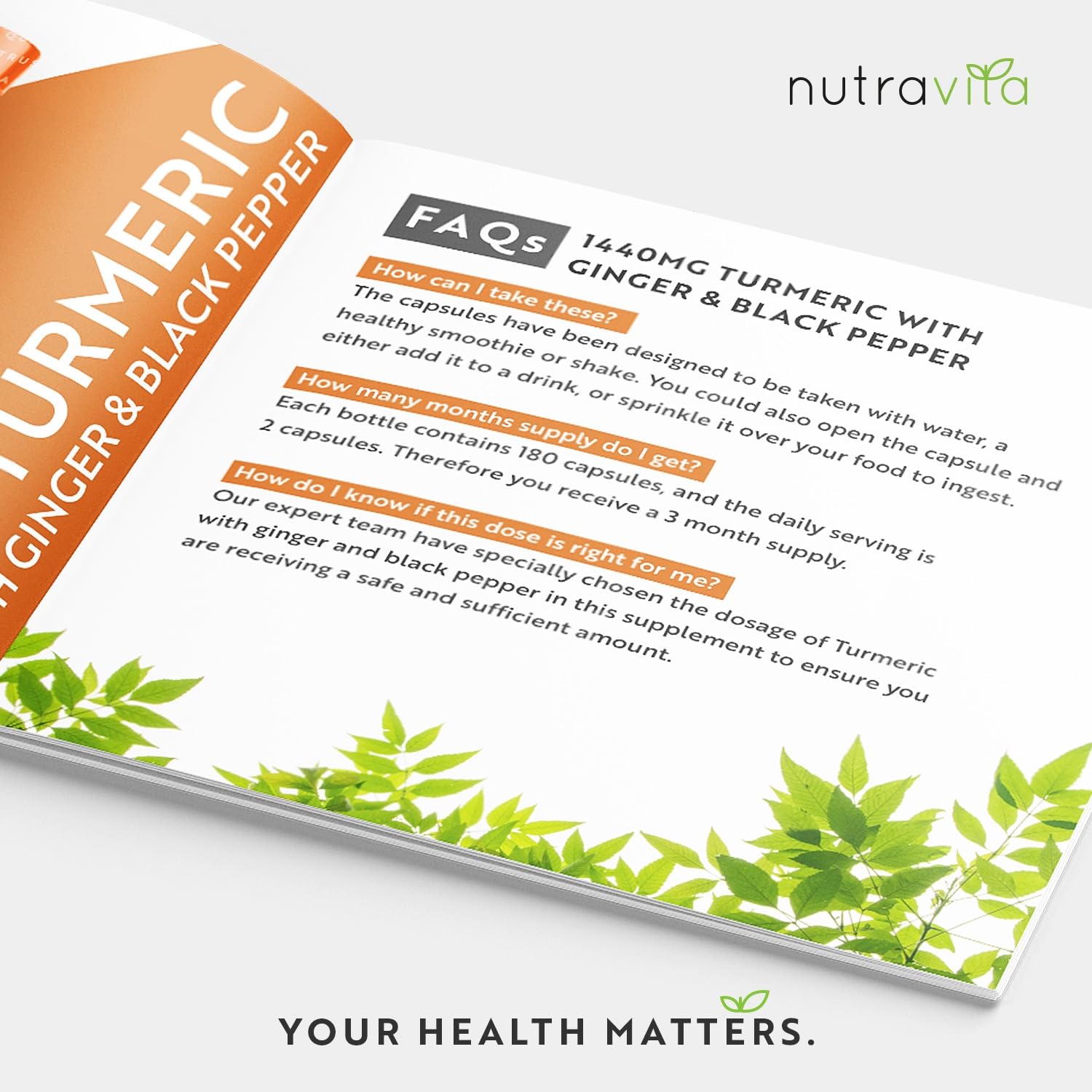 Organic Turmeric 1440mg (High Strength) with Black Pepper & Ginger - 180 Vegan Turmeric Nutravita Au supplements