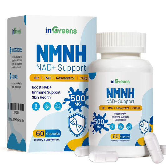 500mg NMNH, NMN Supplement Alternative with NR, TMG, Resveratrol, COQ10, NAD Supplement, Anti Aging, Energy, Boost NAD+ Levels, 60 Capsules inGreensAU supplements