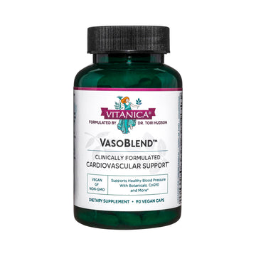 Vitanica VasoBlend - Heart Health Supplement with Folic Acid, Magnesium, CoQ10 & Terminalia Arjuna Bark - Heart Health Supplement - Consumer Line - 90 Vegan Caps Vitanica Au supplements