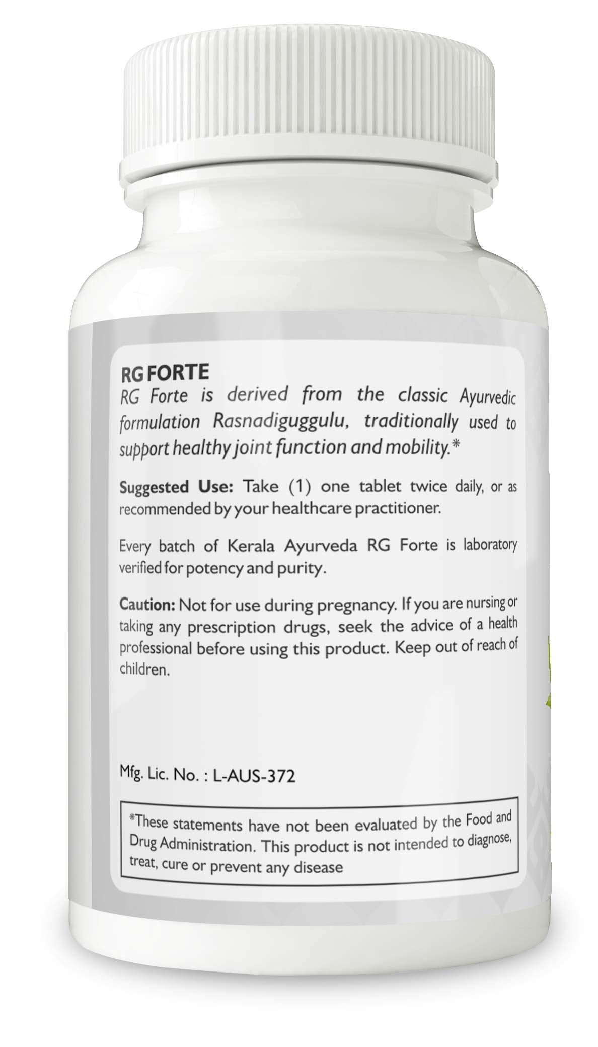 Kerala Ayurveda RG Forte Tablet - Herbal Tablet for Supporting Healthy Joint Function and Balancing Vata & Kapha, 60 Count Kerala Ayurveda Au supplements