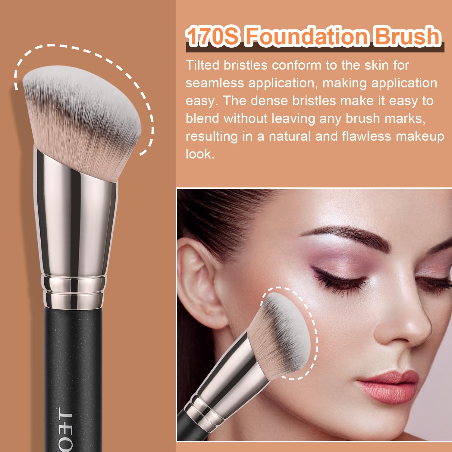 TEOYALL Foundation Contour Conceal Brush Set, 3PCS Angled Synthetic Kabuki Brush for Blending Setting Buffing with Liquid, Cream and Powder Cosmetic (170S/270S/370S) TEOYALL Au supplements