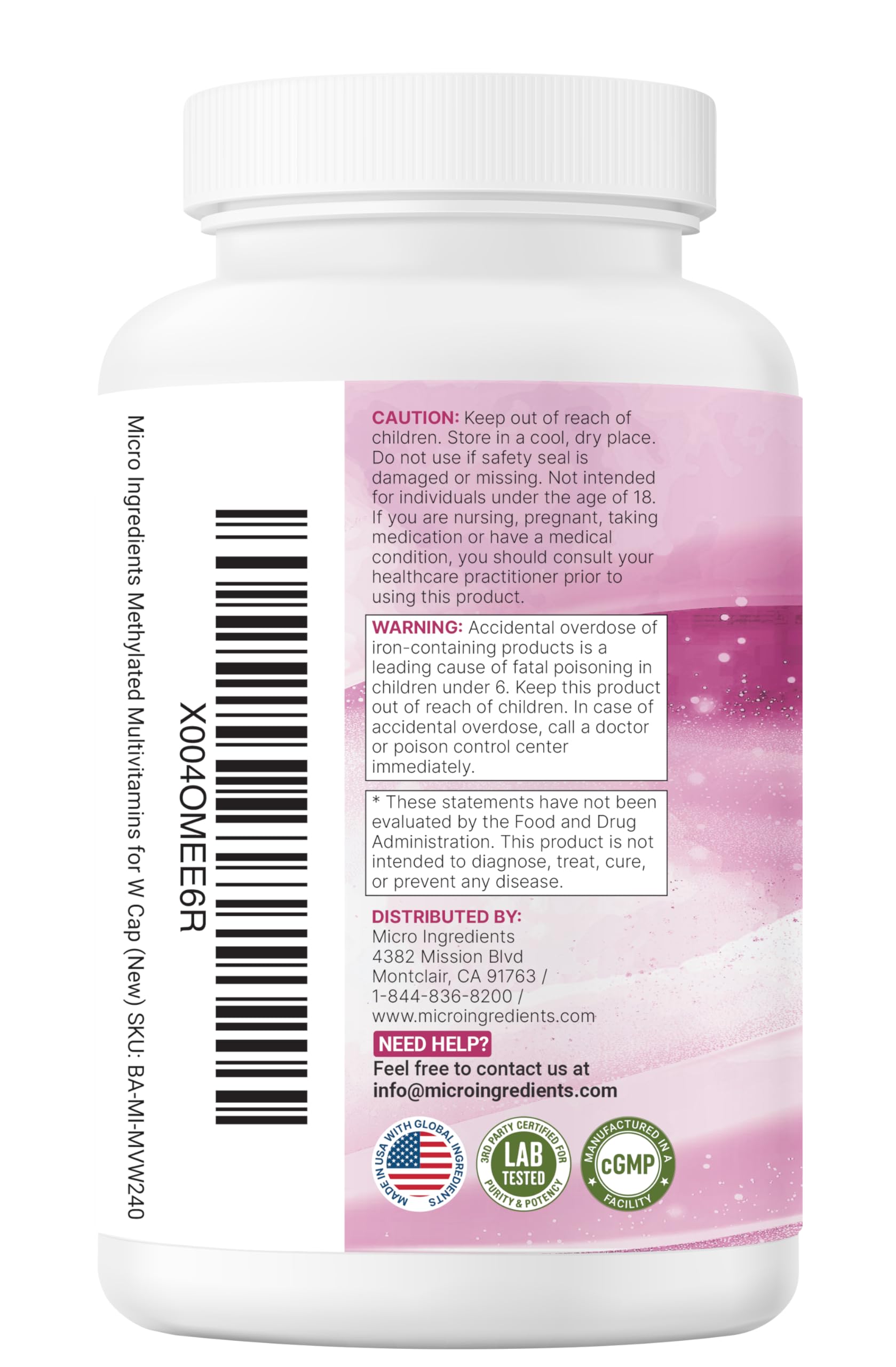 Micro Ingredients Pure Methylated Multivitamin for Women, 240 Capsules | 32-in-1 Formula with Vitamin B, C, D + Iron Micro Ingredients Au supplements