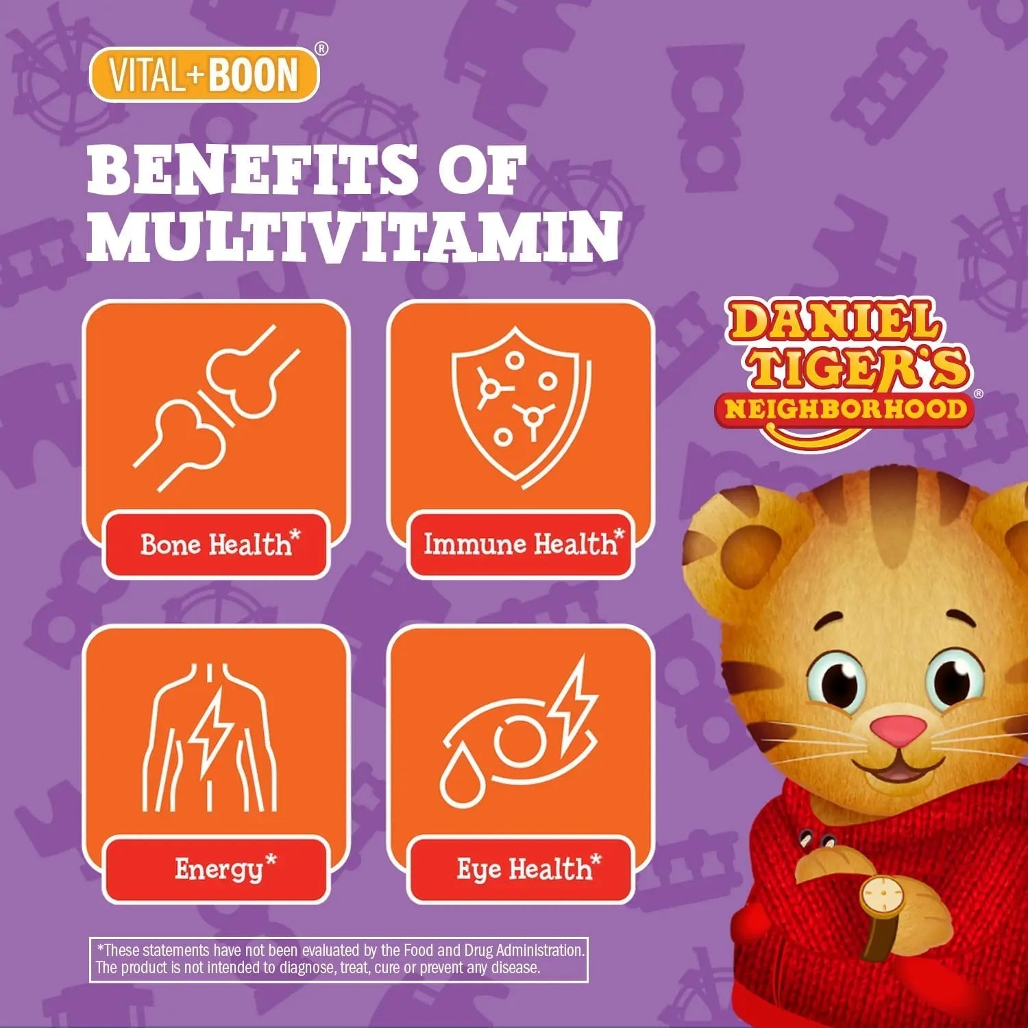Daniel Tiger - Kids Multivitamin Gummies (60 Gummy Bottle) Toddler 2+ & Kids Vitamins - 12 Essential Vitamins & Minerals to Support Bone Health, Energy Vital+Boon Au supplements
