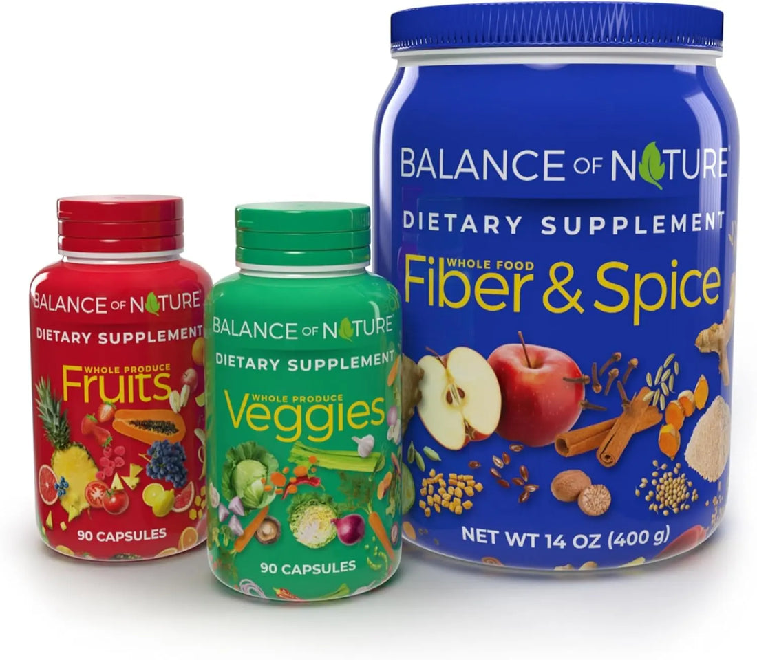Balance of Nature Whole Health System - Whole Food Fruits & Veggies and Fiber & Spice Supplements - 30 Servings Each Balance of Nature uk supplements