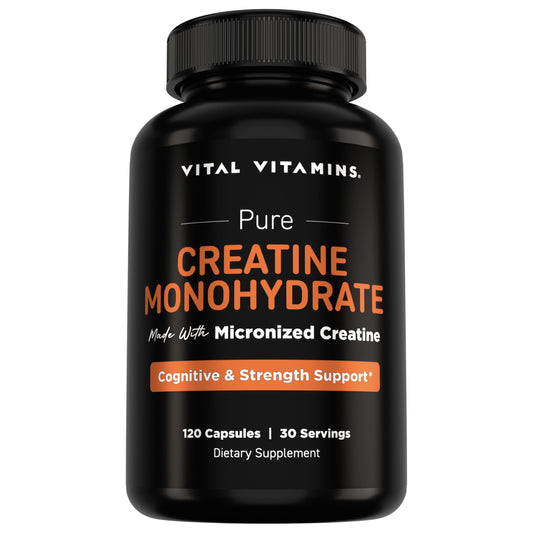 Vital Vitamins Creatine Monohydrate Pills for Women & Men - Micronized Creatine Capsules - Cognitive, Strength, Recovery Support - 3g (3000mg) per Serving - Vegan, Non-GMO, 120 Count Vital VitaminsBuy Supplements Australia