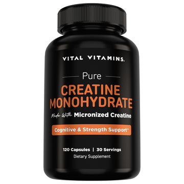 Vital Vitamins Creatine Monohydrate Pills for Women & Men - Micronized Creatine Capsules - Cognitive, Strength, Recovery Support - 3g (3000mg) per Serving - Vegan, Non-GMO, 120 Count Vital Vitamins Au supplements