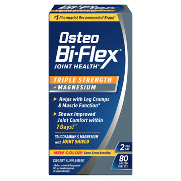Osteo Bi-Flex Triple Strength Glucosamine Supplement with Magnesium, Improve Joint Function, Helps Leg Cramps and Muscle Function, 80 Coated Tablets Osteo Bi-Flex Au supplements