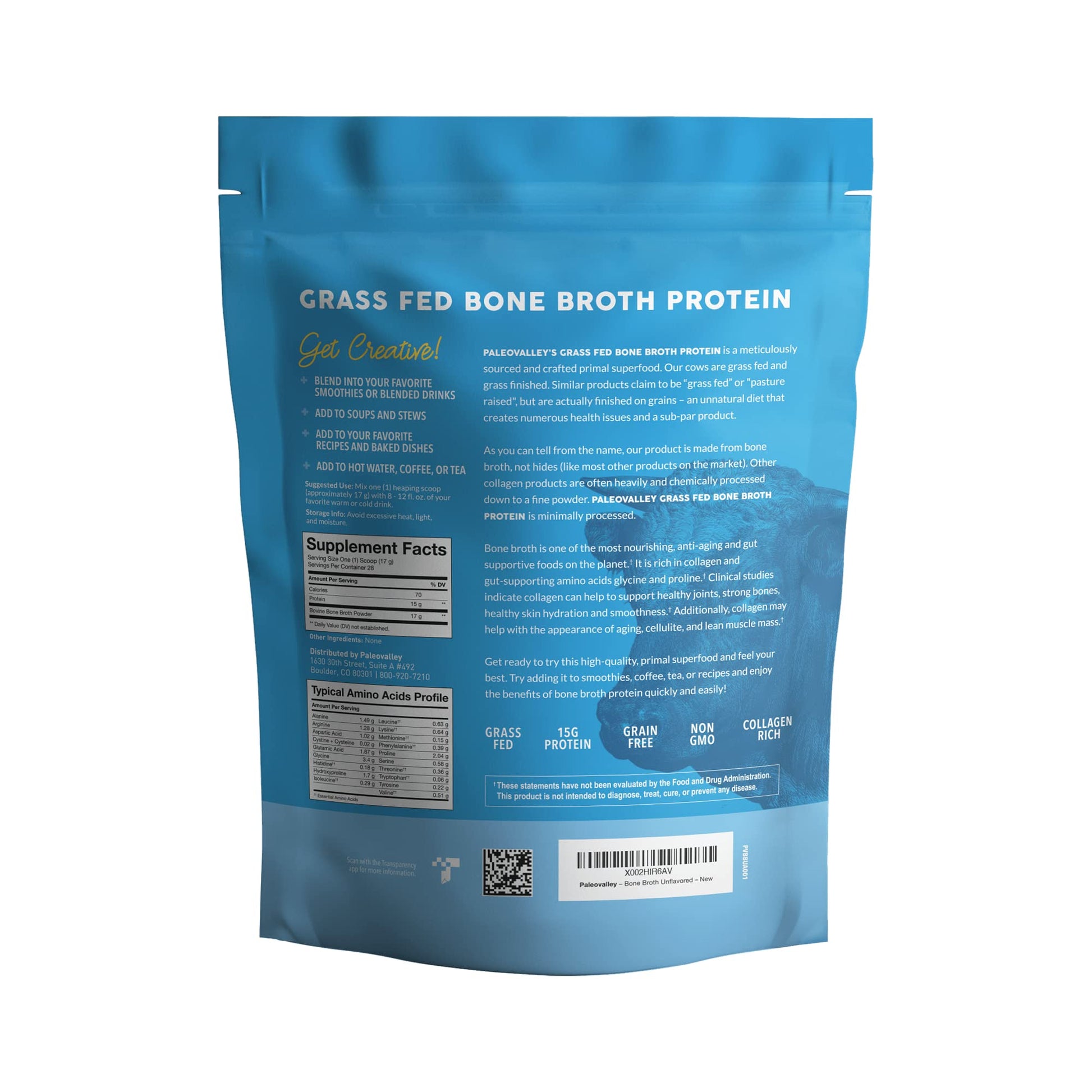 Paleovalley 100% Grass Fed Beef Bone Broth Protein Powder - Rich in Collagen Peptides Paleovalley Au supplements