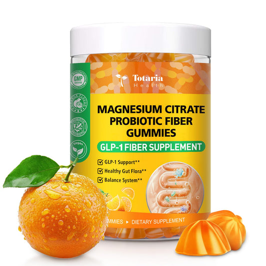15-in-1 Magnesium Citrate Fiber Gummies with Probiotic Prebiotic for Digestion,  Fiber Supplement with Magnesium Citrate 300mg, Apple Cider Vinegar 500mg, Acacia, B6, B12, 60 Orange Vegan Gummies TotariaUS supplements