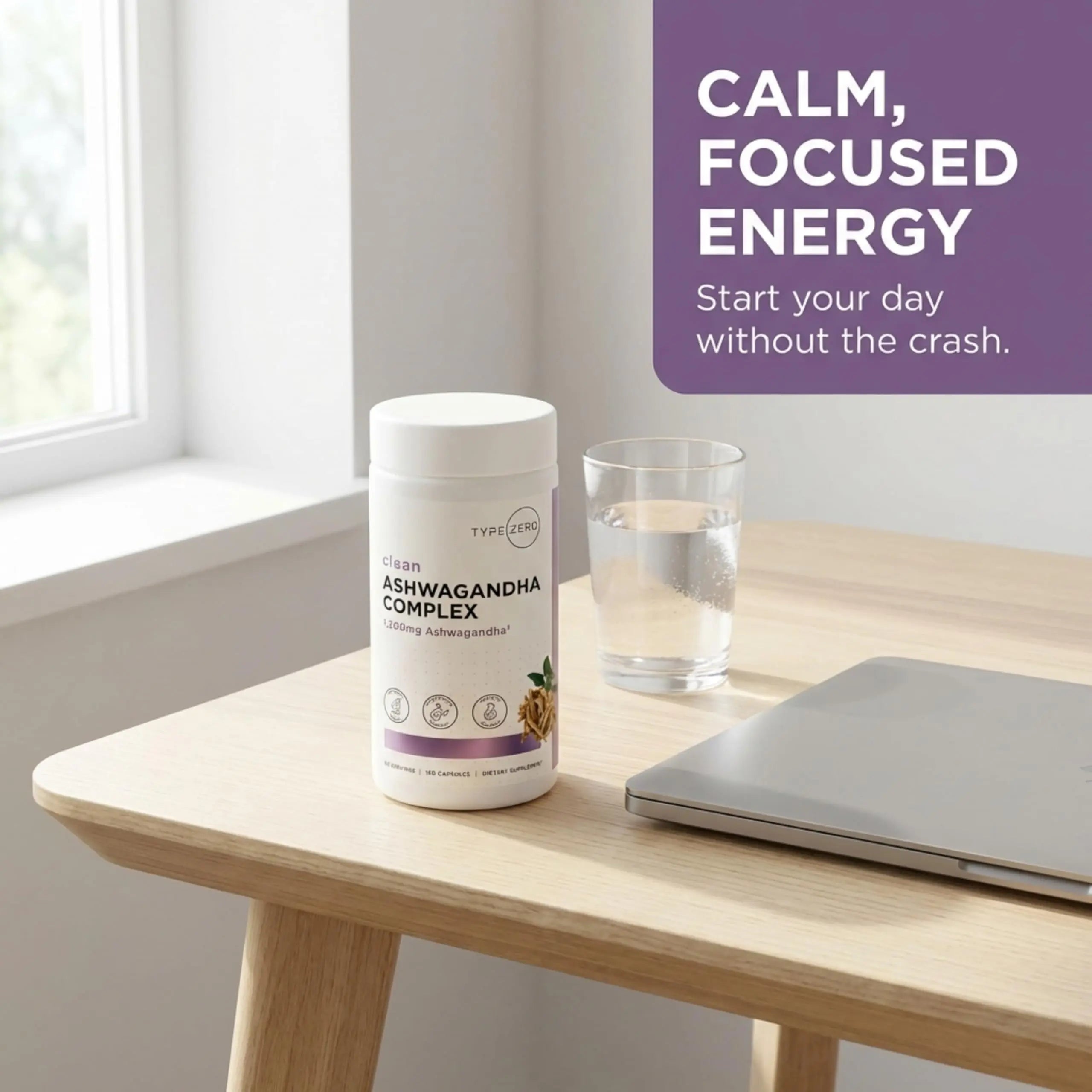 Type Zero KSM-66 Ashwagandha Root Extract 1,200mg, 60 Servings - High Potency 5% Withanolides - with Turmeric, Rhodiola Rosea and BioPerine Black Pepper Extract - 180 Veggie Caps Type Zero Au supplements