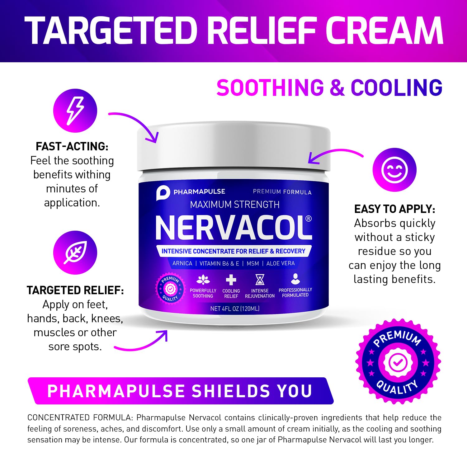Pharmapulse Neuropathy Nerve Therapy & Relief Cream - Maximum Strength Relief Cream for Foot, Hands, Legs, Toes Includes Alpha Lipoic Acid, Arnica, Vitamin B6, Aloe Vera, MSM - Effective Soothing 4oz Pharmapulse Au supplements