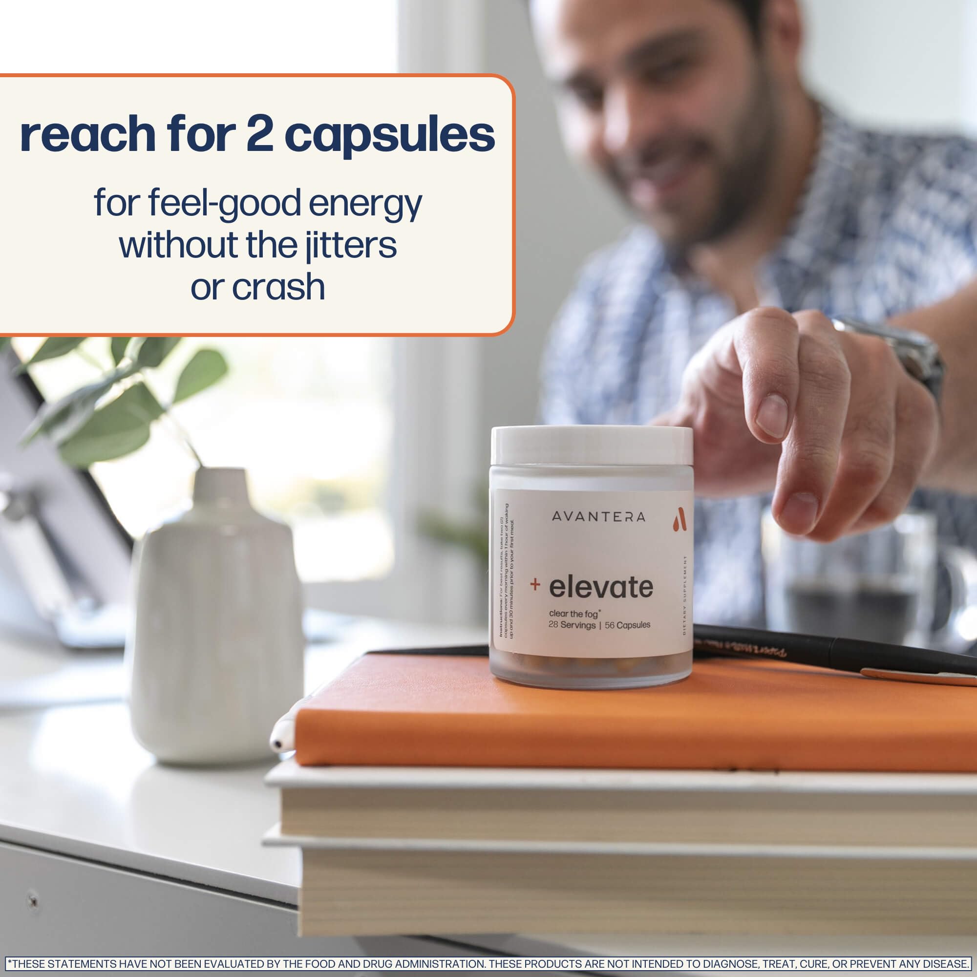 Avantera Elevate Premium Nootropic Supplement - Beat Brain Fog - Best Focus Supplements for Memory & Focus Support - Energy Without Crash - 56 Count Pills for Women & Men* Avantera Au supplements