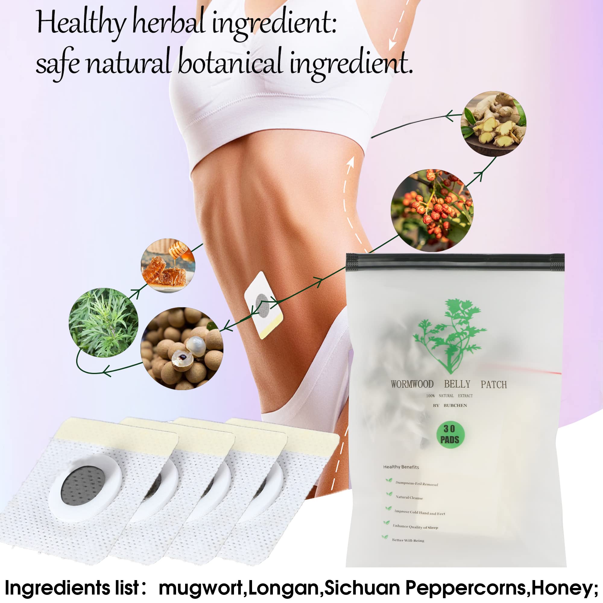 Bubchen Mugwort Belly Patch,30Pcs Natural Wormwood Essence and 30Pcs Belly Sticker BURWSEKK Au supplements