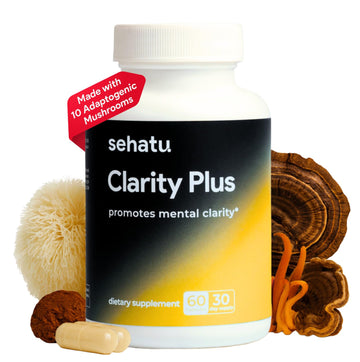 SEHATU Clarity Plus Cognitive Wellness Supplement | Packed with 10 Powerful Adaptogenic Mushrooms | Clear Brain Fog and Support Mental Clarity | 60 Count | 30 Day Supply SEHATU Au supplements