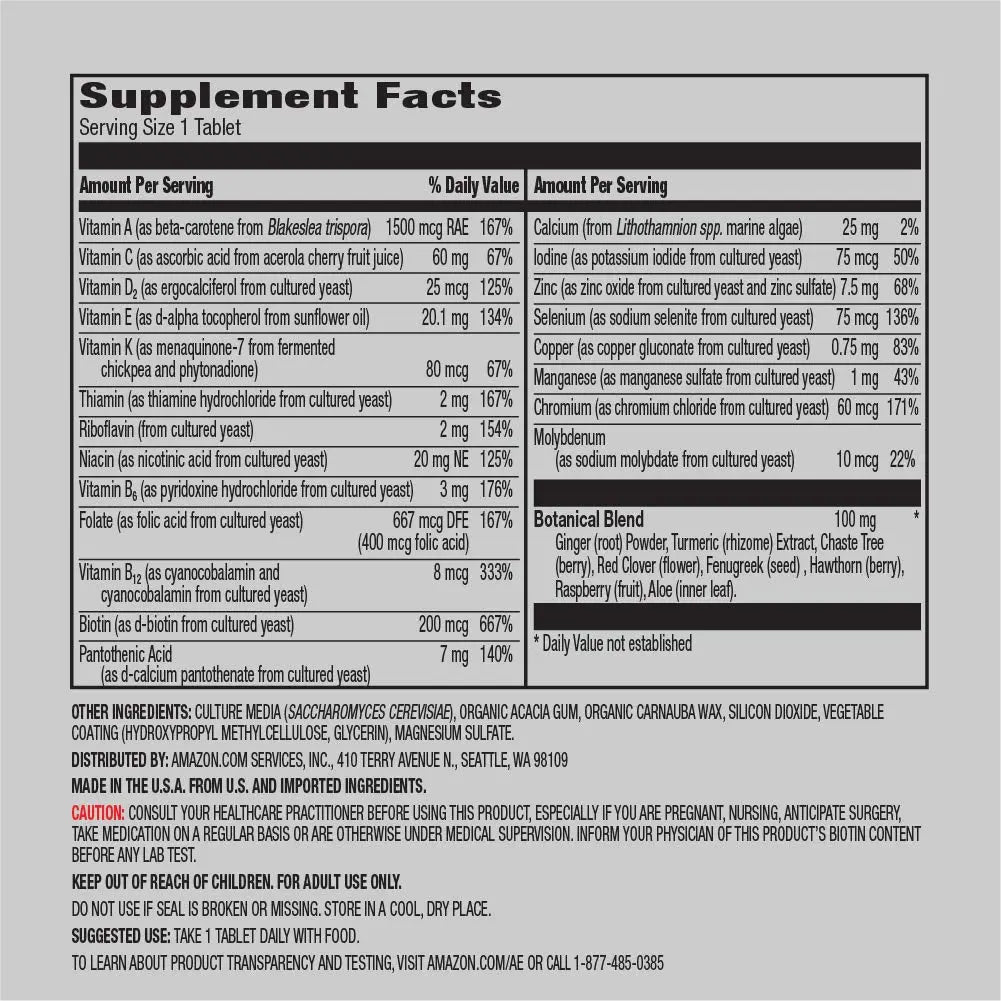 Amazon Elements Men's and Women's One Daily Multivitamins, Vegan, 65 Tablets, 2 month supply Amazon Elements Au supplements
