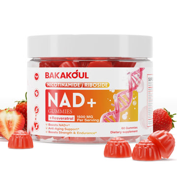 BAKAKOUL NAD Gummies, NAD Supplement - Liposomal Nicotinamide Riboside, Resveratrol, Quercetin, NAD Nicotinamide Riboside Resveratrol 900mg, NAD+ Supplement for Men and Women, 60 Gummies 1 Pack BAKAKOUL Au supplements