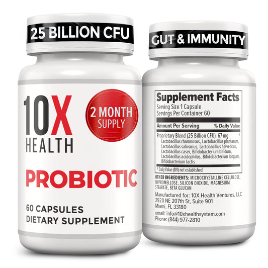 10X Health Probiotics for Men - 60 Capsules Immune Support Supplement & Probiotics for Digestive Health with Lactobacillus Rhamnosus, 10X Health SystemUS supplements