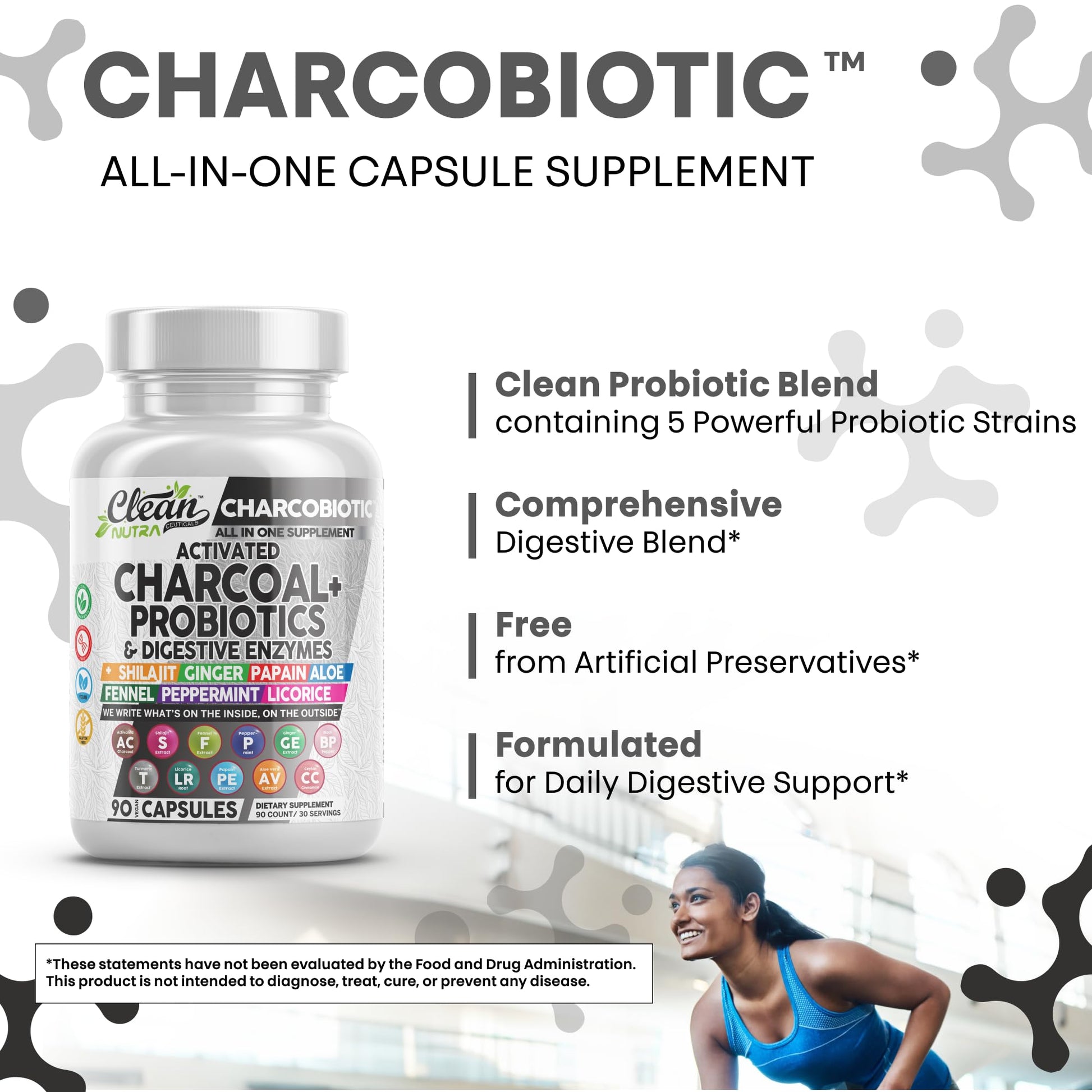 Clean Nutra Activated Charcoal Pills + Shilajit Probiotic Digestive Enzymes for Digestive Health Capsules with Peppermint Fennel Licorice Papain Ginger Turmeric Powder | Gut Health Clean Nutraceuticals Au supplements