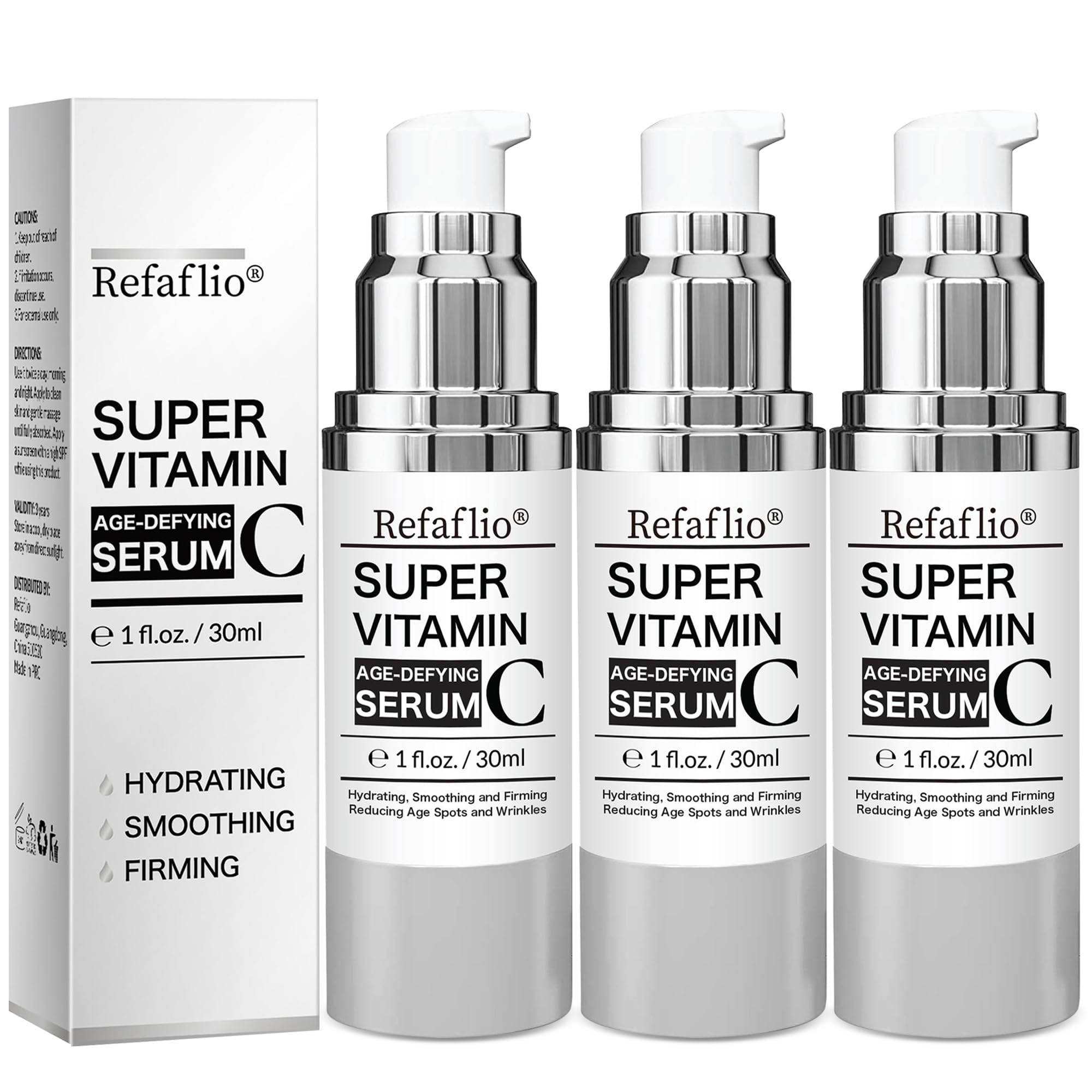 Super Vitamin C Serum for Women over 70, Rapid Anti Aging Cream, Face Lift Cream, Hydrates, Softens, Lifts and Firms, Fights Wrinkles, Advanced Super Serum C 3PCS. (90ml) Refaflio Au supplements