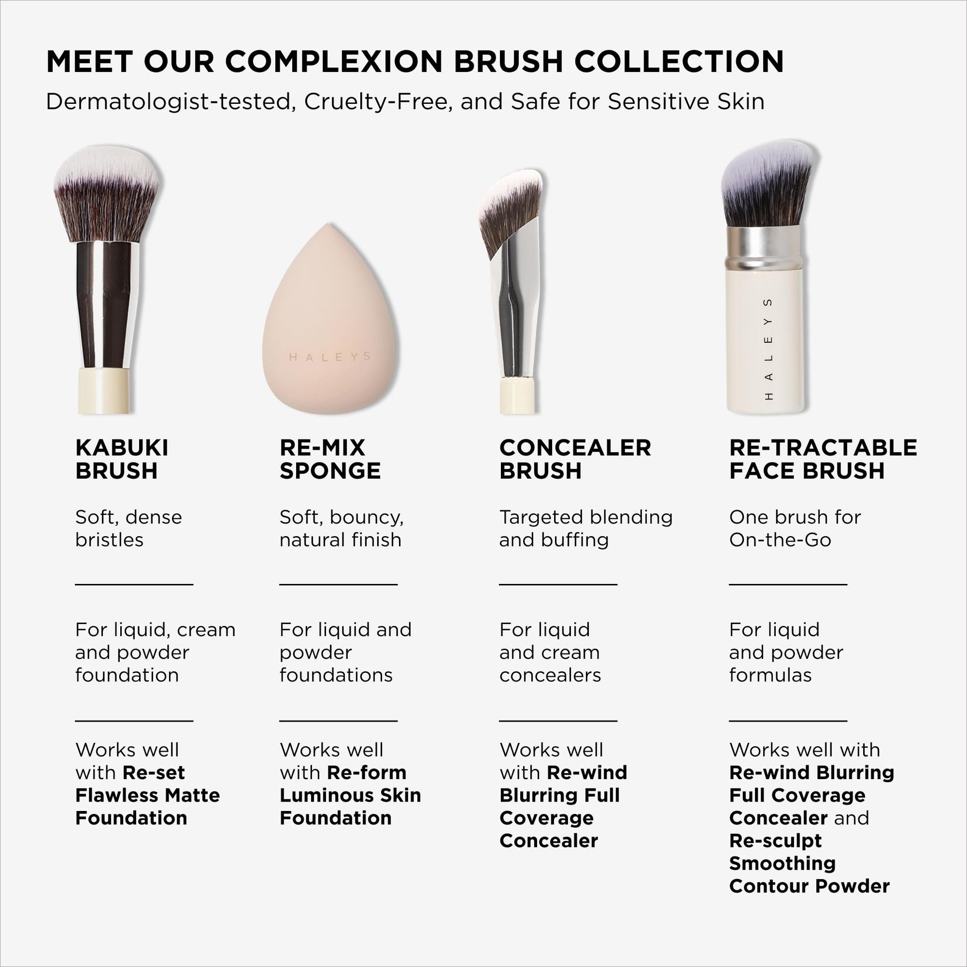 Haleys Beauty Kabuki Foundation Brush For Applying Powder, Foundation, Bronzer, Blush, and Mineral Make up, Soft Bristles, Seamless Blending, Makeup Brushes Essential, Vegan & Cruelty Free HALEYS Au supplements