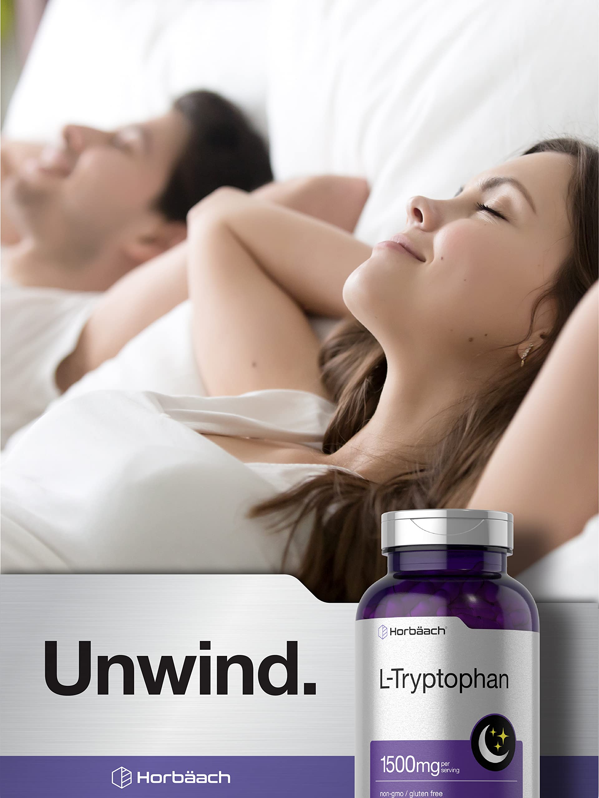 L Tryptophan 1500mg Capsules | 240 Count | Nighttime Formula | Non-GMO, Gluten Free Horbäach Au supplements