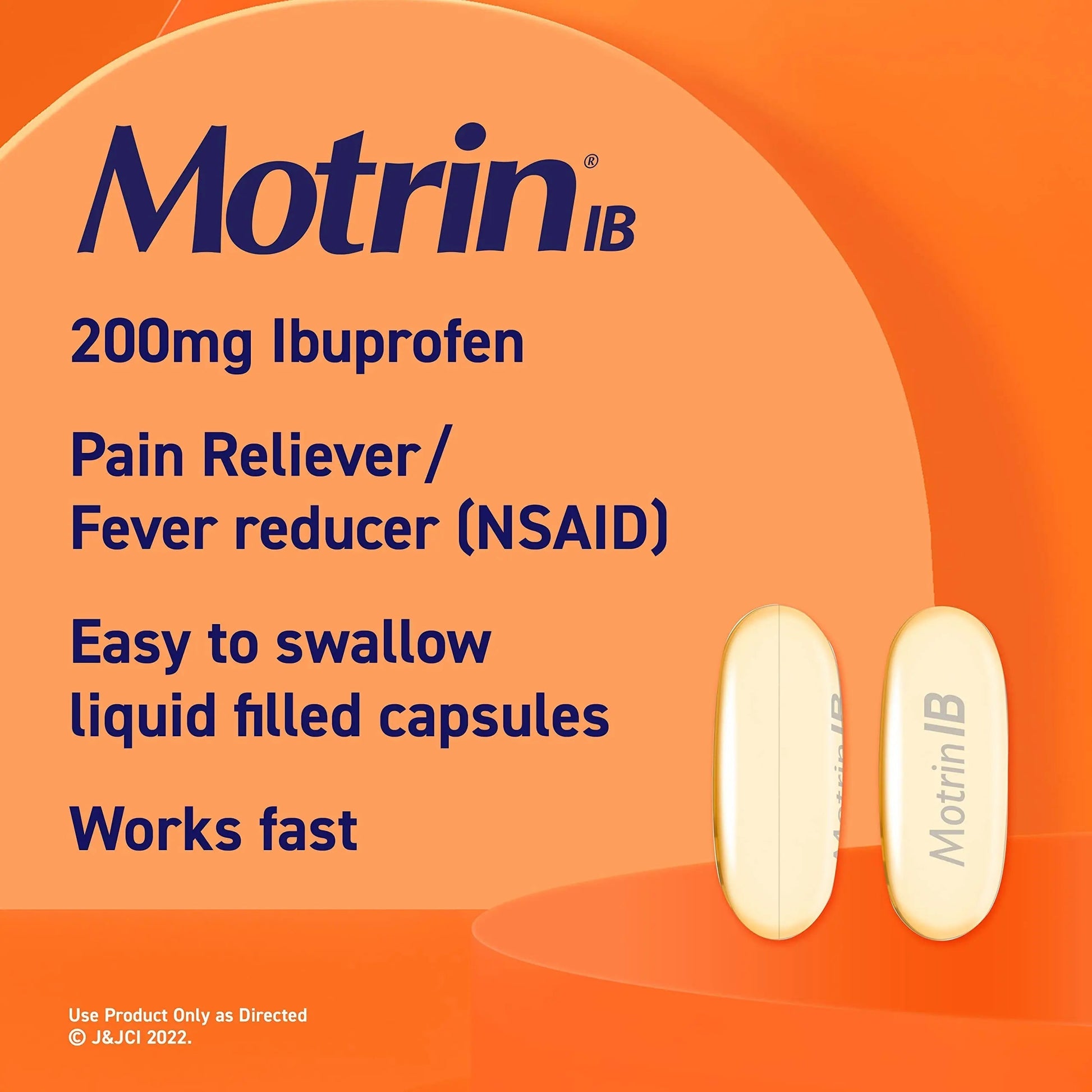 Motrin IB Liquid Gels with 200mg Ibuprofen per Caplet, Pain Reliever & Fever Reducer for Adults, Relief from Minor Arthritis Pain, Muscle Aches, Headache, Menstrual Cramps & Backache, 120 ct Motrin Au supplements