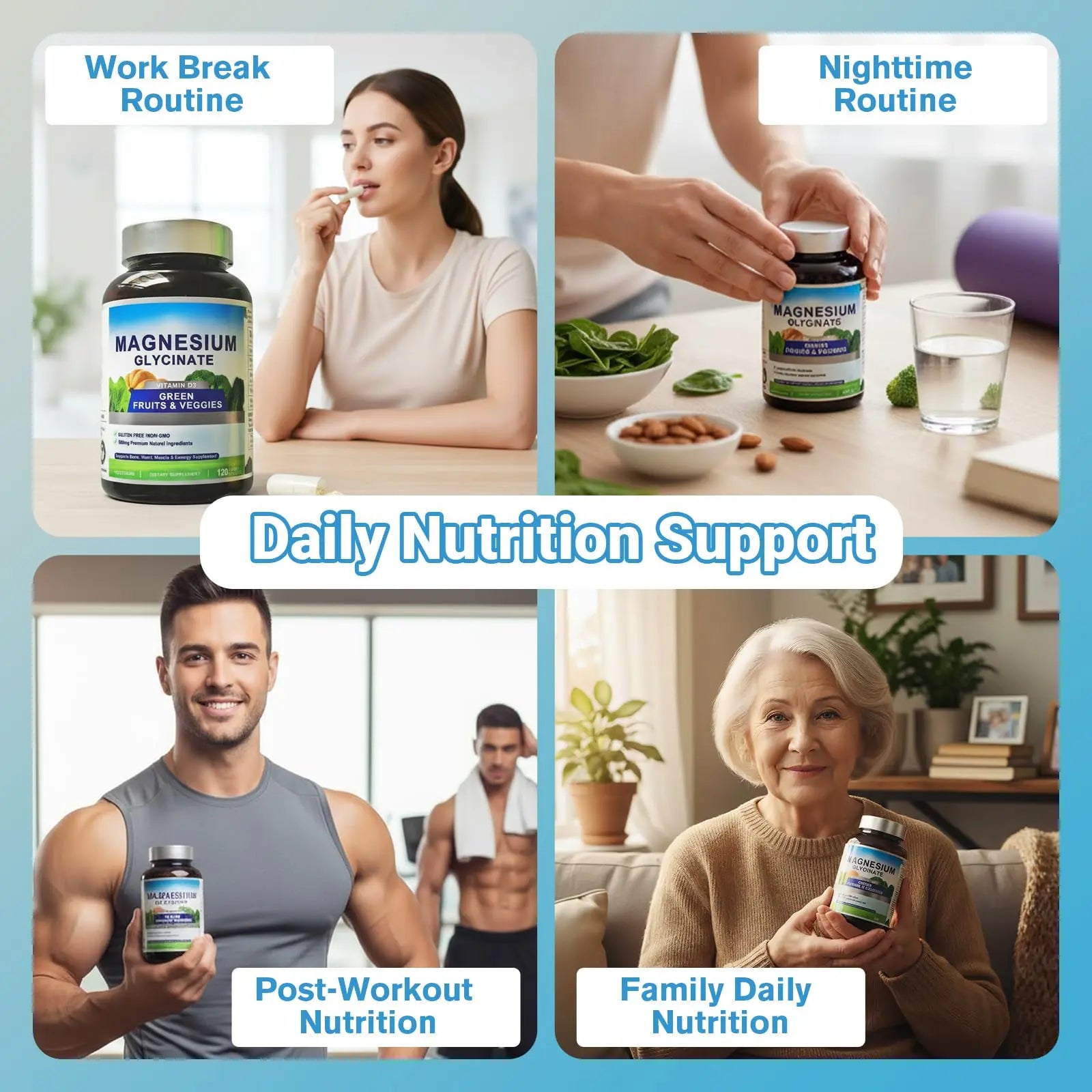 Magnesium Glycinate 500mg with Vitamin D3 – High Absorption Magnesium Supplement with Veggies Design – Supports Bone & Muscle Function and Energy – Non-GMO, Gluten-Free – 120 Veg Capsules FrexNutri Au supplements