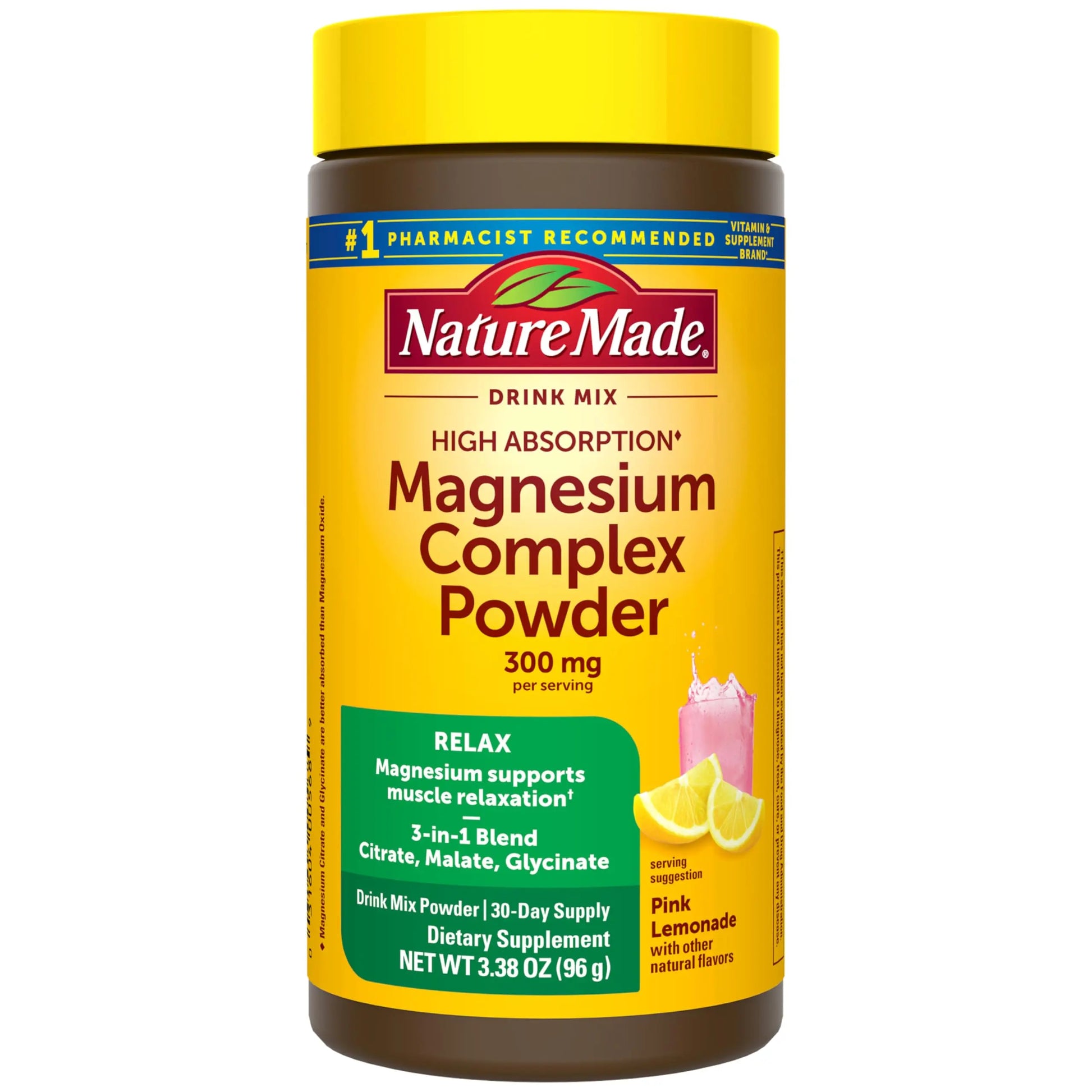 Nature Made High Absorption Magnesium Complex Drink Mix Powder, Magnesium Citrate, Glycinate & Malate 3-in-1 Blend, Pink Lemonade Flavor, 96 g, 30 Day Supply Nature Made Au supplements