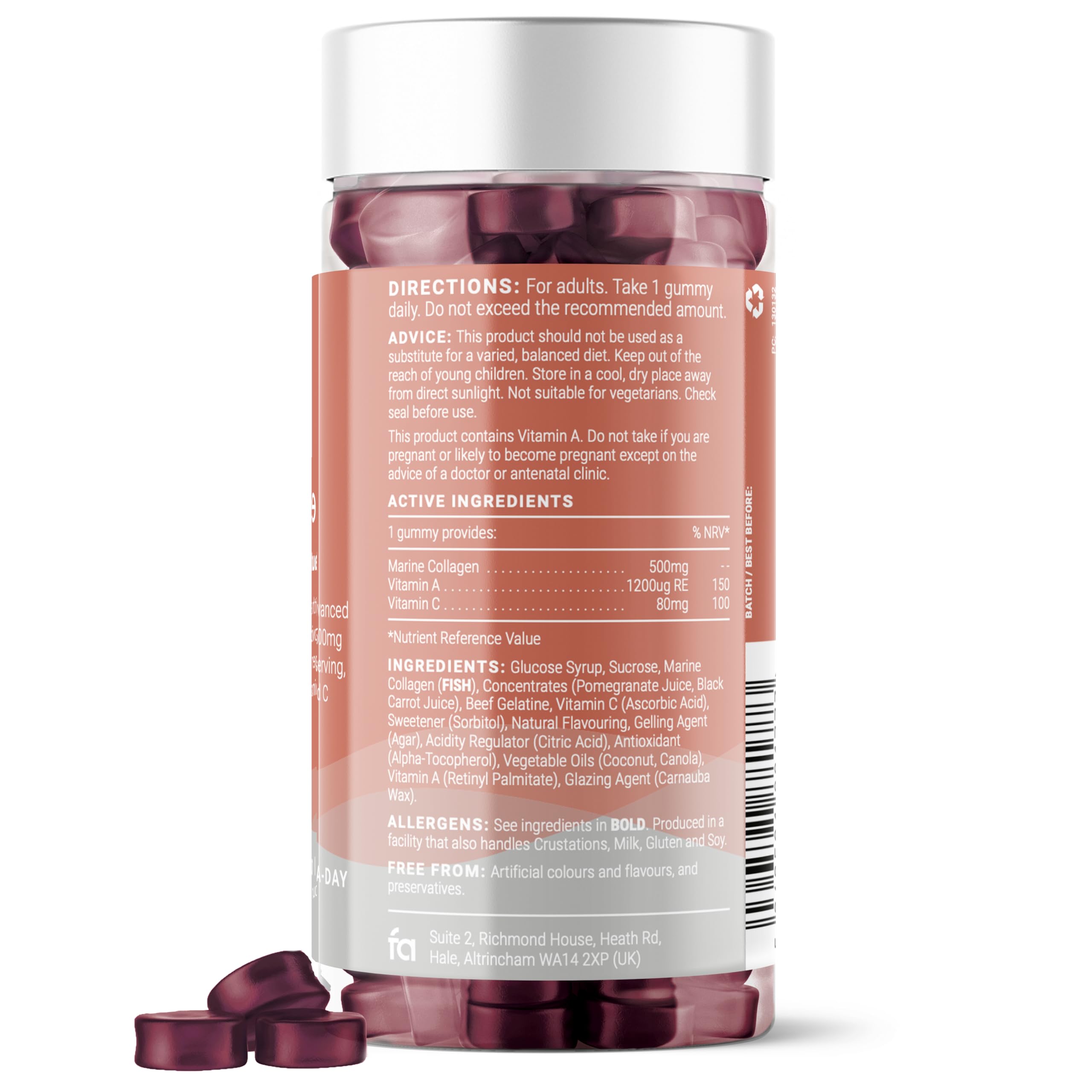 Collagen Gummies with Vitamins A and C, 500mg of Marine Collagen Per Serving, Advanced Skin Support, Feel Amazing Au supplements