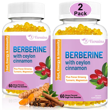 2 Pack Berberine with Ceylon Cinnamon Gummies, 2000mg High Potency Berberine HCI VZOXAINS Au supplements