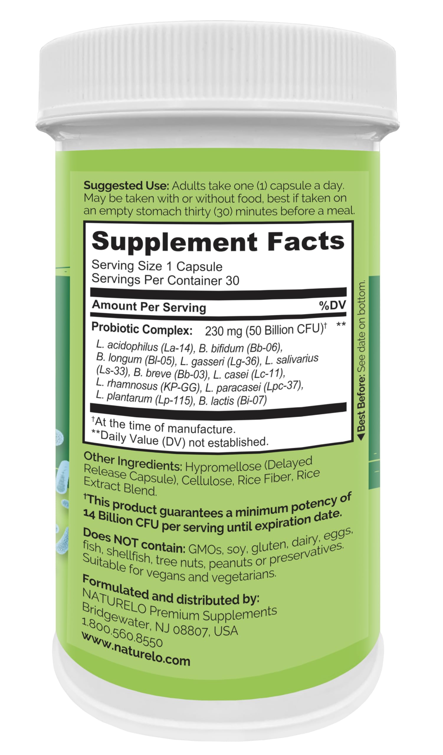 NATURELO Probiotic Supplement - 50 Billion CFU - 11 Strains - One Daily - Helps Support NATURELO Au supplements