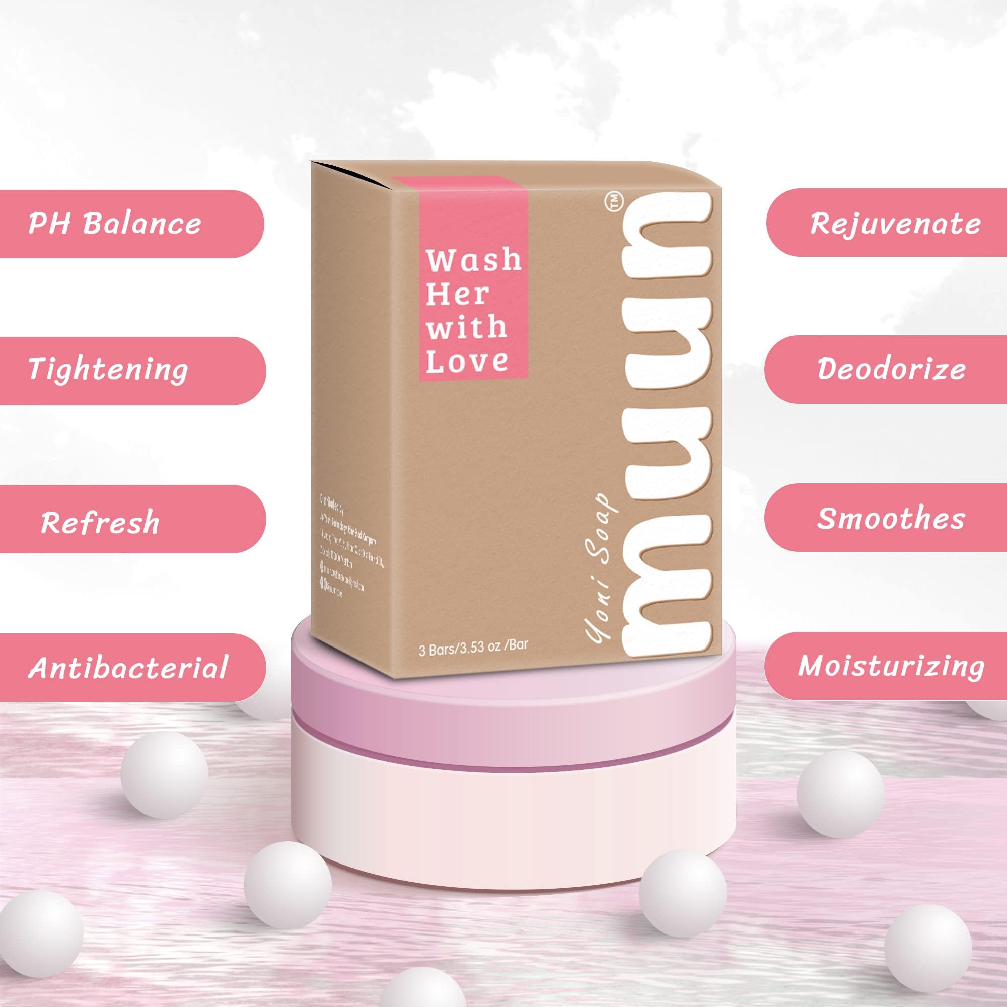 Muun Yoni Soap Bar - Pack 3 Ph Balance Probiotics & Natural Ingredients - Gentle Cleansing Formula Muun Au supplements