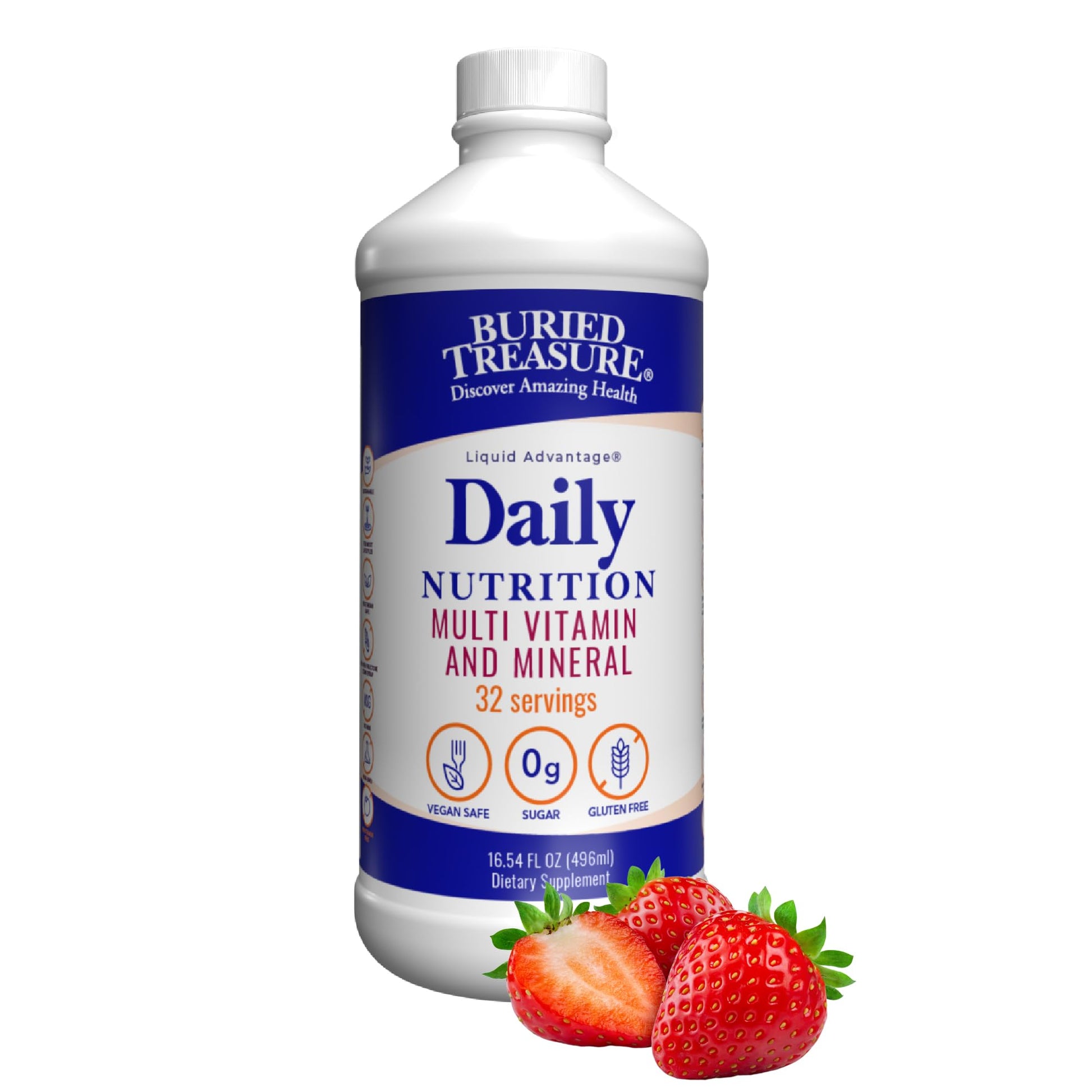 Buried Treasure Daily Nutrition Liquid Multivitamin and Mineral Supplement with Trace Minerals, Superfoods, Vitamin A, B-Complex, C, D, E, Methylfolate, Biotin, Magnesium, Zinc, Resveratrol, 32 serv Buried Treasure Au supplements