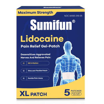 Sumifun XL Lidocaine Patches for Pain Relief, 4% Lidocaine Maximum Strength OTC, Extra Large 4.72"x7.87" for Full Back Pain Patches & Large Areas, 5 Count Sumifun Au supplements