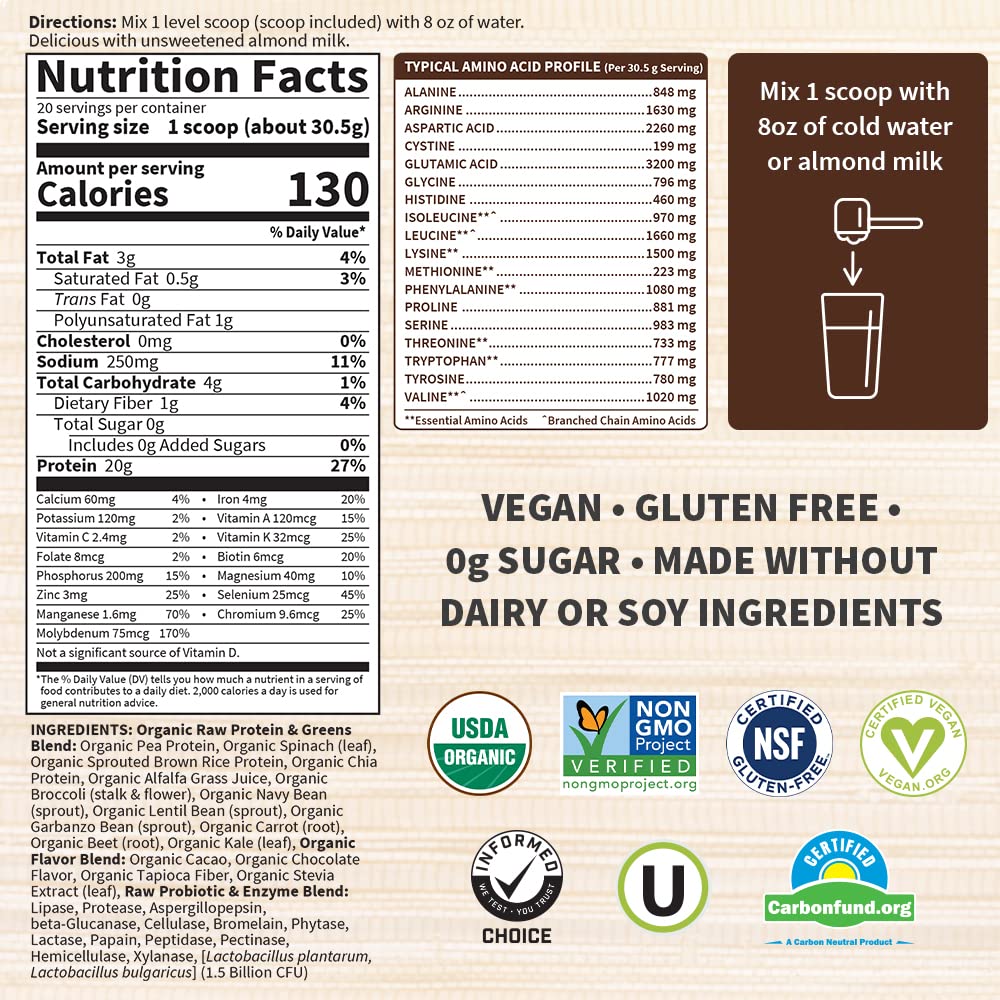 Garden Of Life, Powder Protein Greens Chocolate Organic, 22 Ounce Garden of Life Au supplements