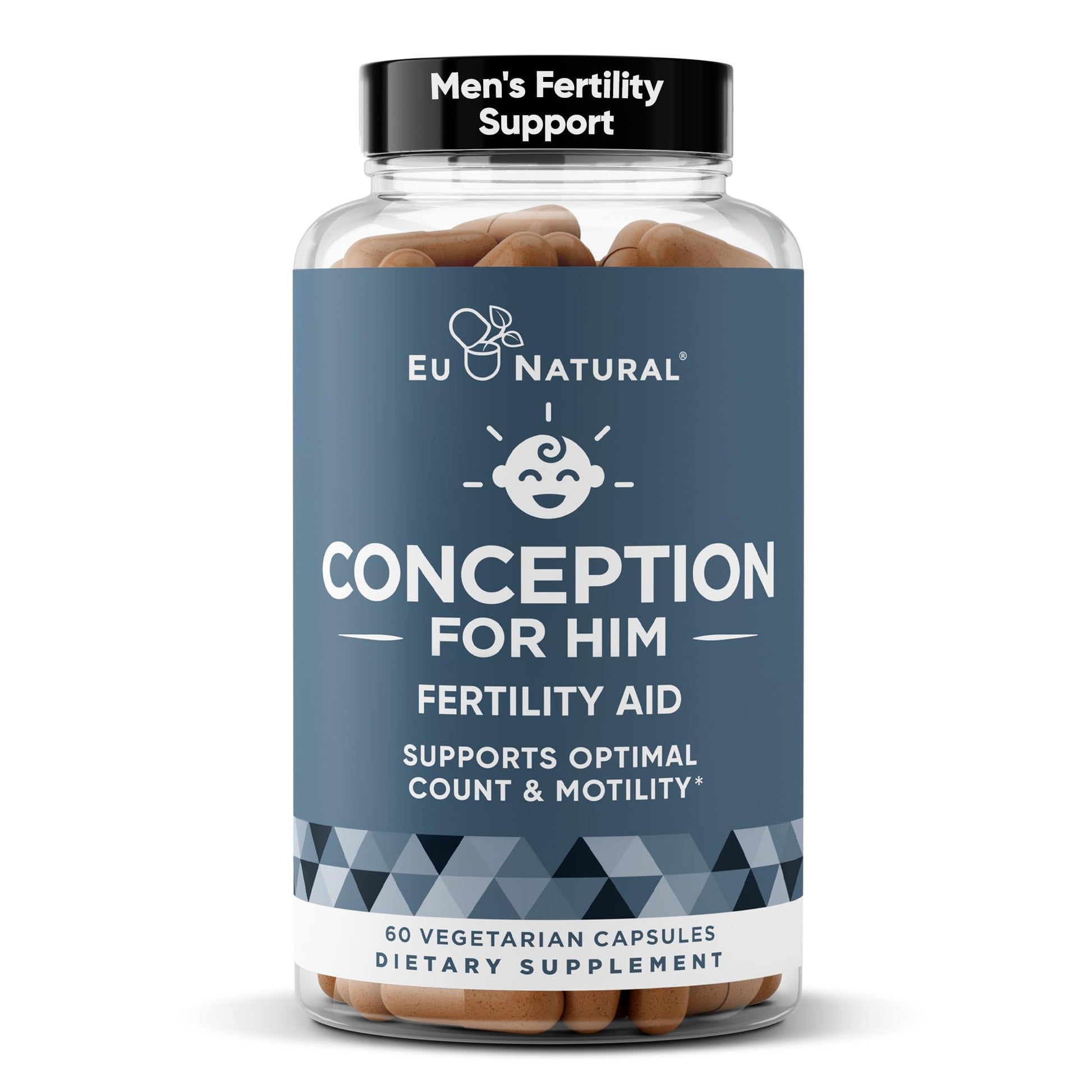 Eu Natural Conception for Him - Male Fertility Supplements with Ashwagandha, Folate & Zinc - Sperm Count, Motility & Strength Support - Fertility Support for Men, 60 Vegetarian Capsules Eu Natural Au supplements