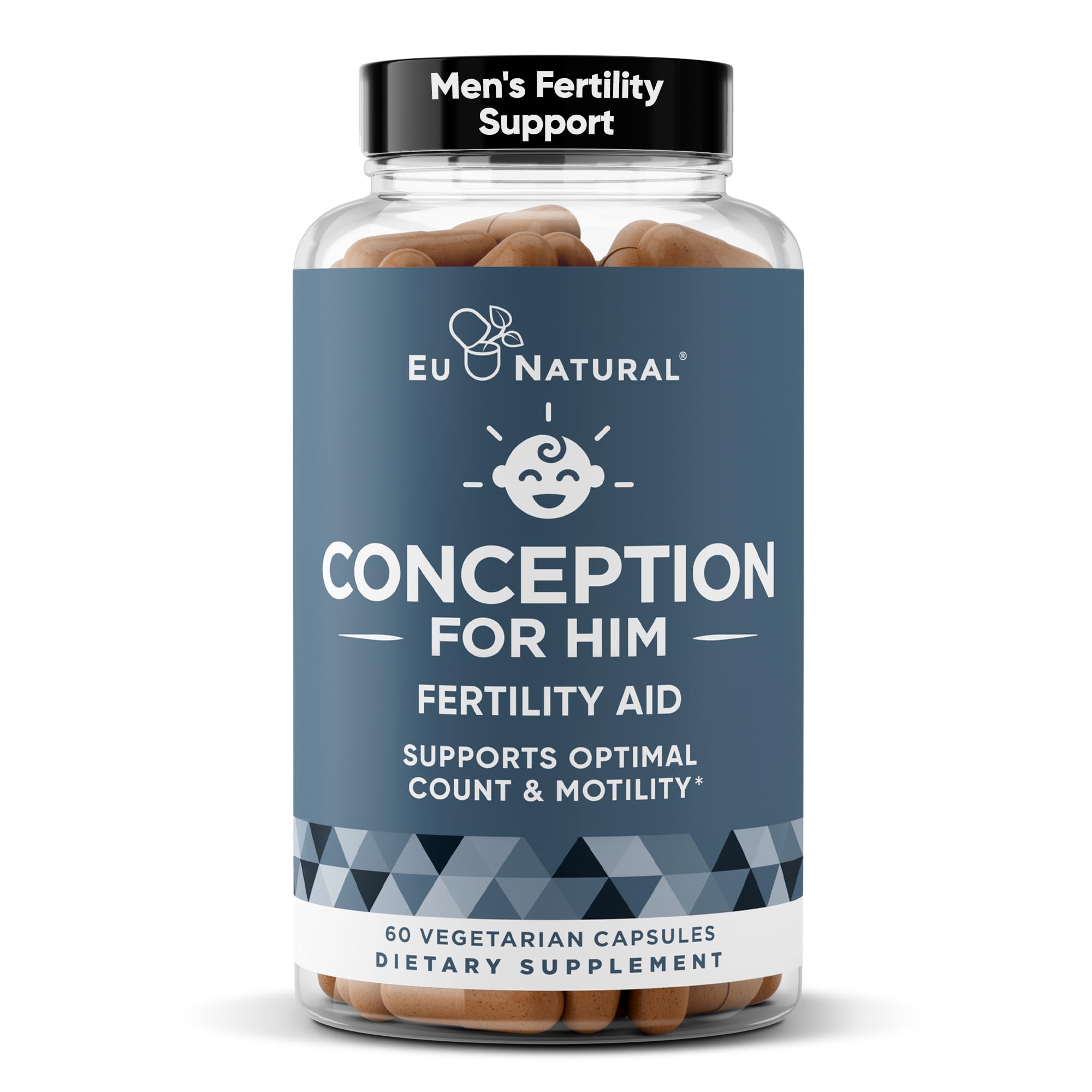 Eu Natural Conception for Him - Male Fertility Supplements with Ashwagandha, Folate & Zinc - Sperm Count, Motility & Strength Support - Fertility Support for Men, 60 Vegetarian Capsules Eu Natural Au supplements