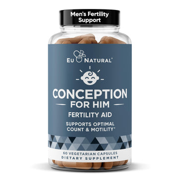 Eu Natural Conception for Him - Male Fertility Supplements with Ashwagandha, Folate & Zinc - Sperm Count, Motility & Strength Support - Fertility Support for Men, 60 Vegetarian Capsules Eu Natural Au supplements