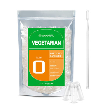 wananfu Size 0 Empty Capsules Vegetarian (100 Count) Bundle with Micro Lab Spoon, Clear Fillable Veggie Pill Capsules Size 0 for Making Your Own Supplements wananfu Au supplements
