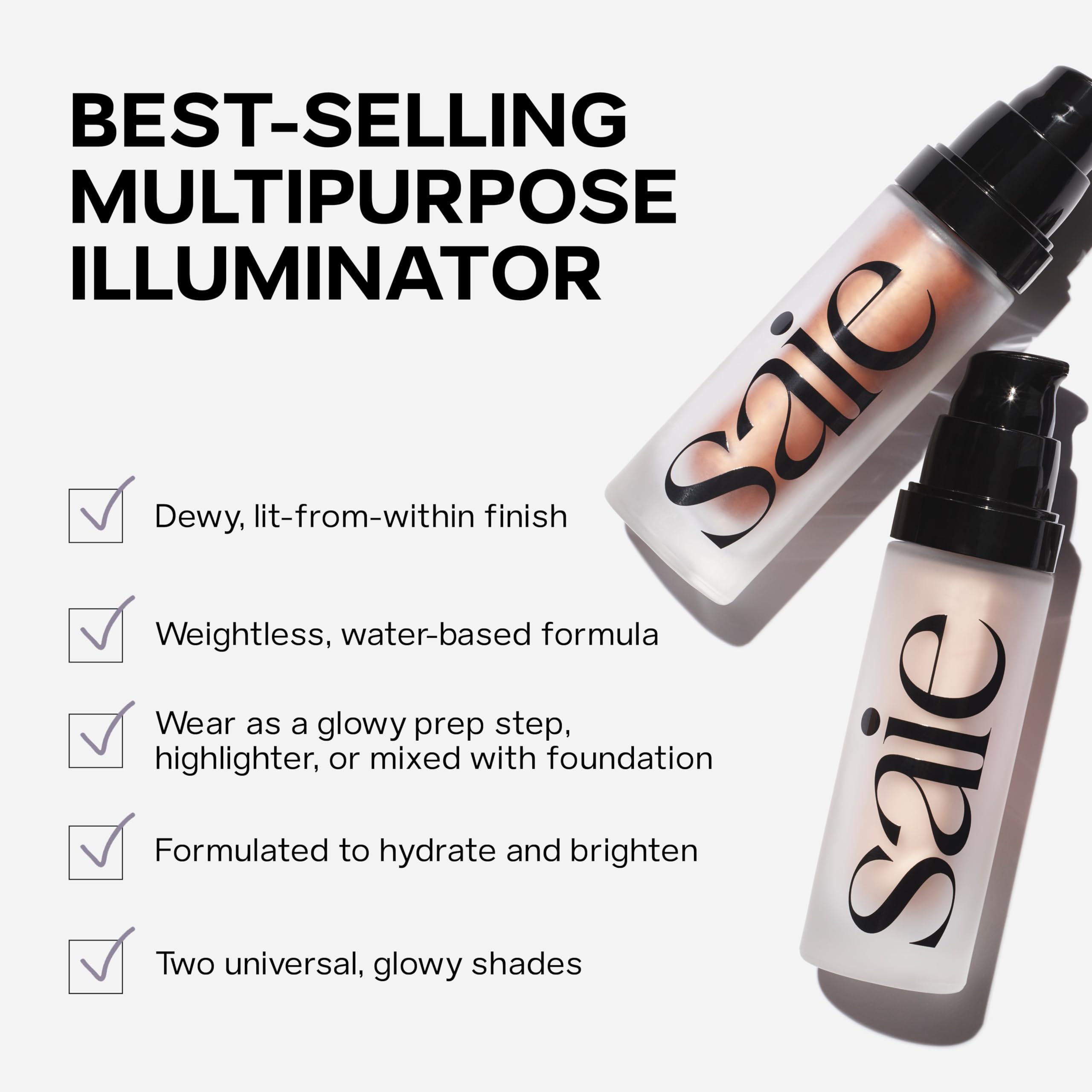 Saie Mini Glowy Super Gel - Hydrating Makeup Primer and Illuminating Glow Serum Enriched with Vitamin C and Squalane Oil - All-Over Liquid Highlighter Makeup for Instant Glass Skin - Starglow (0.5 oz) Saie Au supplements