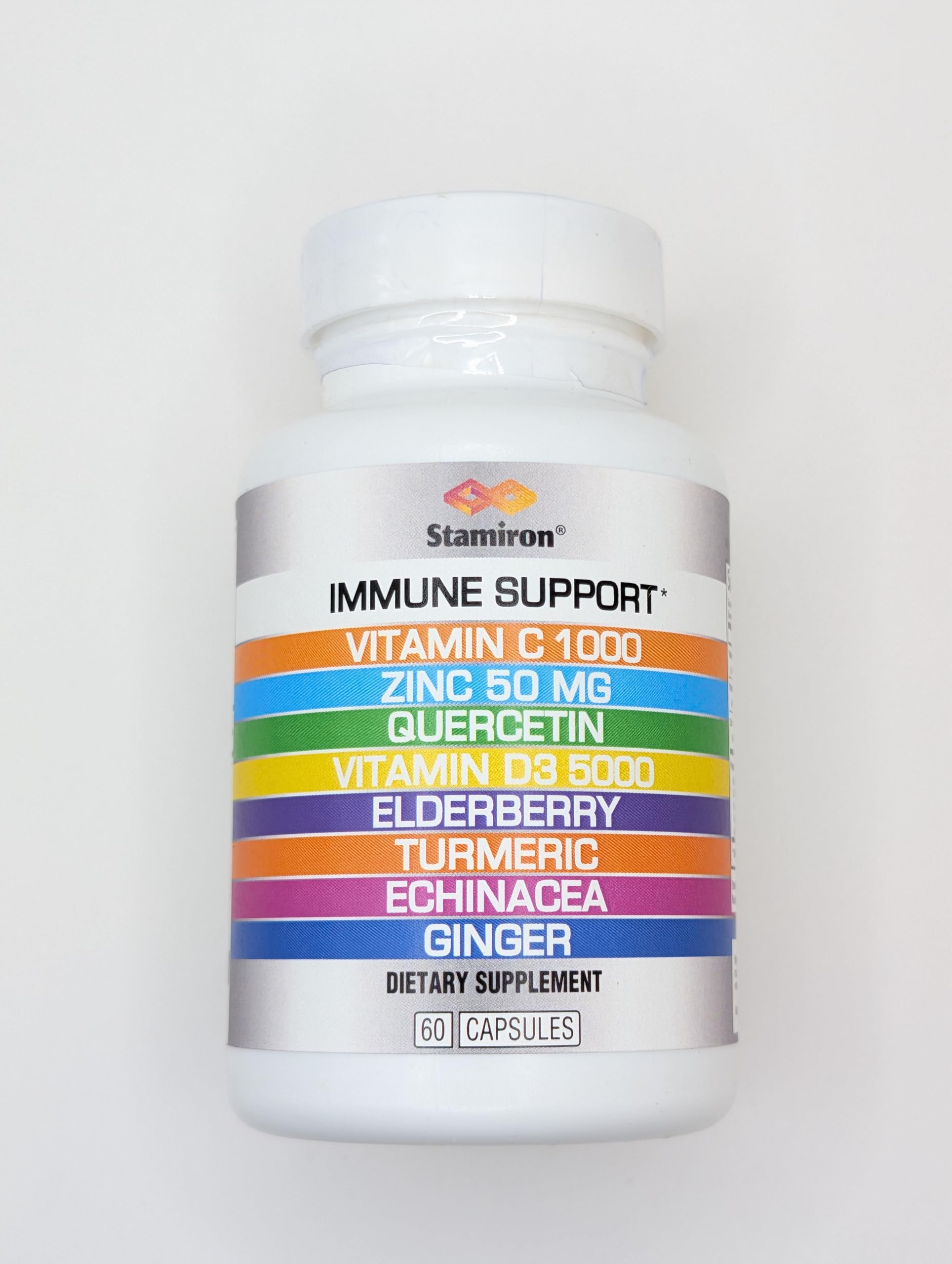 8 in 1 Immune Support with Quercetin Zinc 50mg Vitamin C 1000mg Vitamin D3 5000 IU and Elderberry Echinacea Ginger for Adults Kids - VIT D Supplement Veg Capsules Stamiron Au supplements