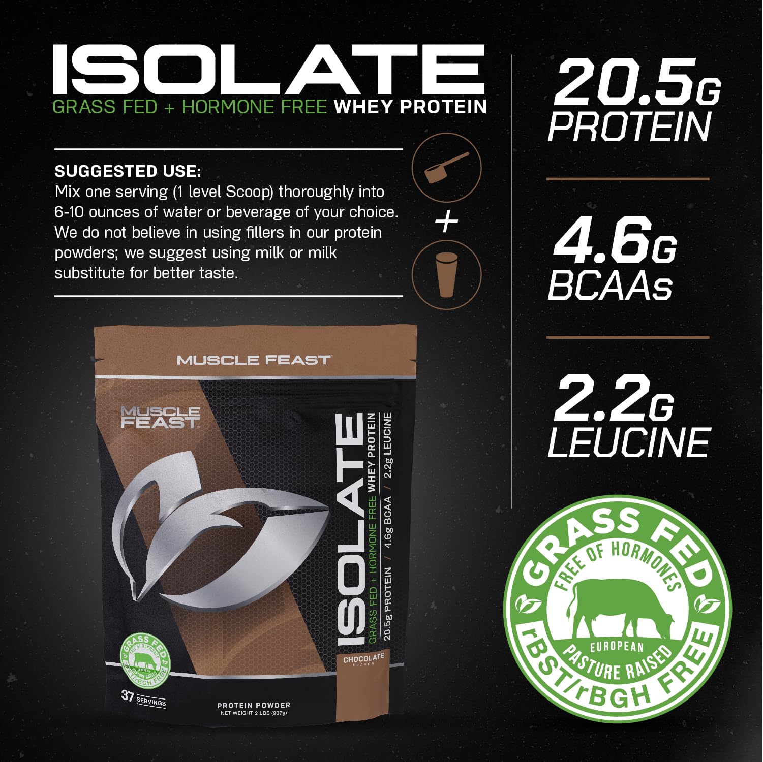 Muscle Feast Grass-Fed Whey Protein Isolate, All Natural Hormone Free Pasture Raised Muscle Feast Au supplements
