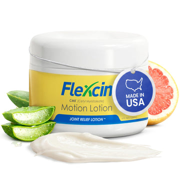 Flexcin Motion Lotion with CM8 - Joint & Muscle Therapy Cream for Back, Neck, Knee, Hand, Foot - Fast Absorbing with DMSO, Emu Oil, Aloe Vera - Non-Greasy 4oz Jar Flexcin Au supplements