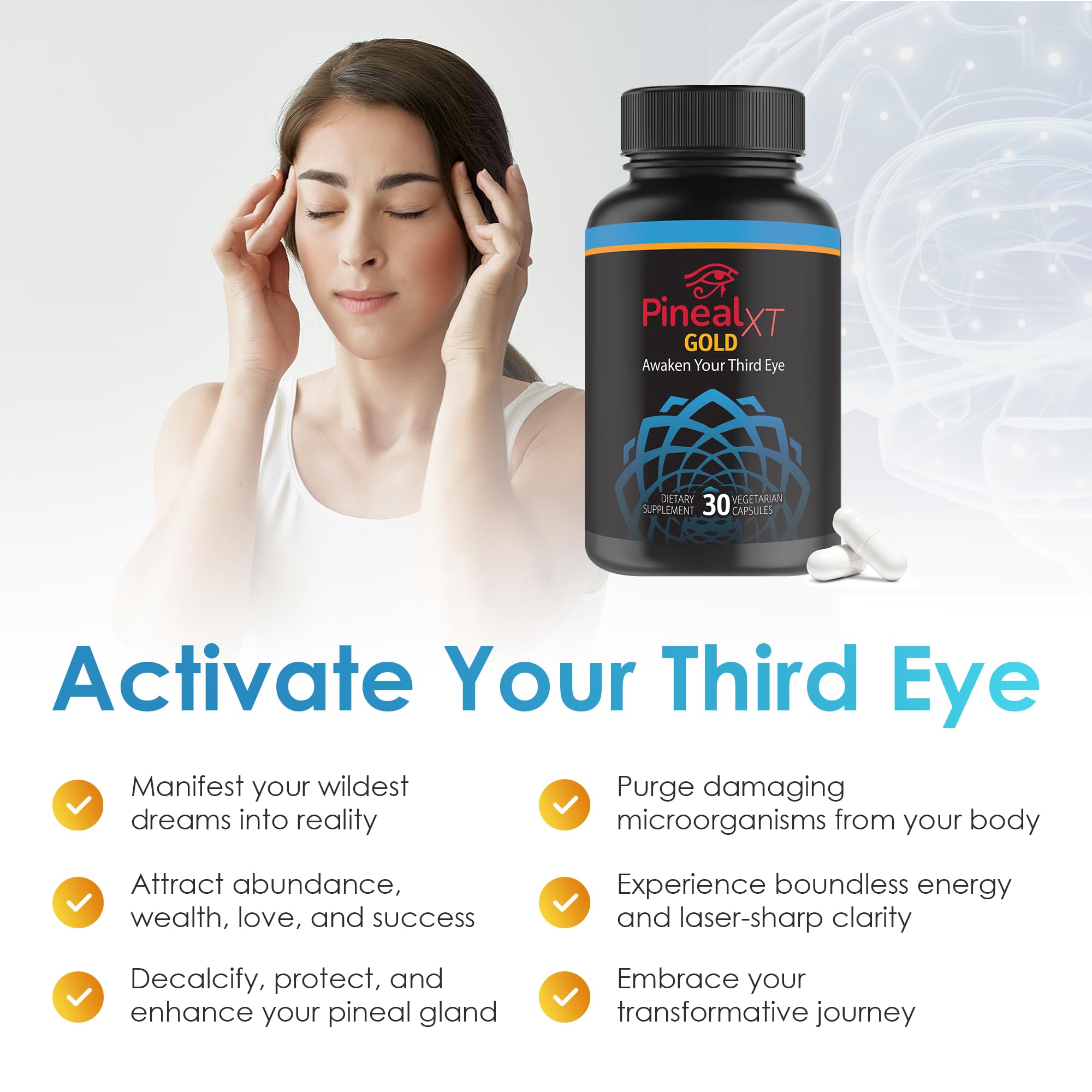 Nutraville Pineal XT Gold - Pineal Gland Supplement - Third Eye Awakening - Focus and Memory Supplement for Brain - 7 Powerful Ingredients Decalcify, Detox, and Activate Your Pineal Gland, 2 Pack Nutraville Au supplements