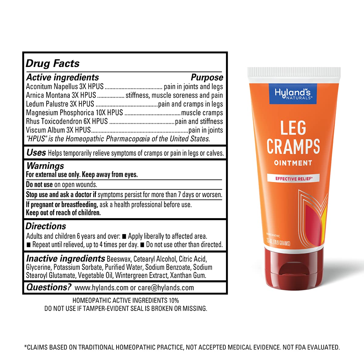Hyland's Leg Cramps Ointment, Arnica Gel Leg Cramp Relief, Natural Relief of Calf, Leg and Foot Cramp, 2.5 oz Hyland's Au supplements